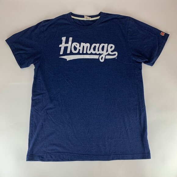 Homage Navy Blue Short Sleeve Crewneck Shirt Mens Large - Picture 1 of 6
